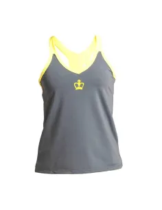 Camiseta Black Crown Helsinki Gris Amarillo Mujer | Ofertas de pádel